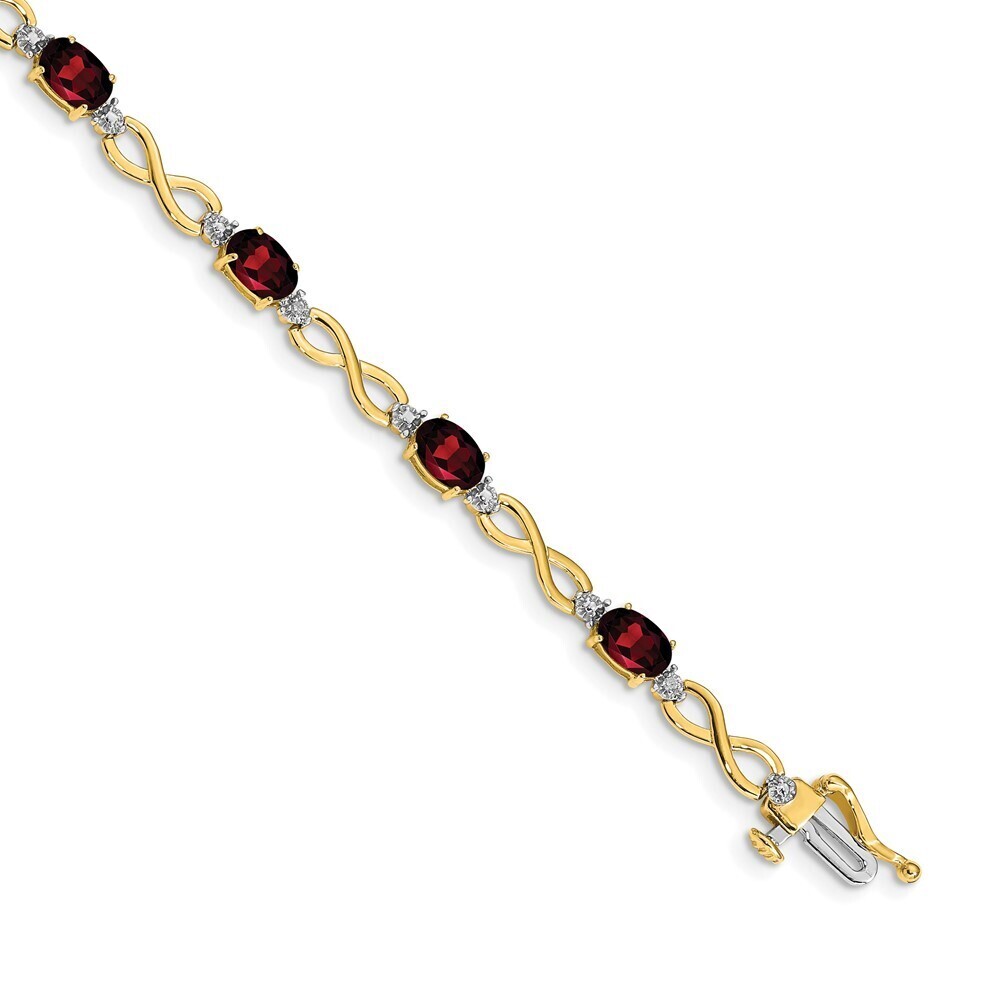 14k Yellow Gold Garnet And Diamond Infinity Bracelet